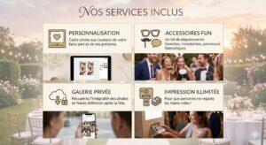 Animation photobooth Arras : invités s'amusant avec des accessoires lors d'une soirée d'entreprise